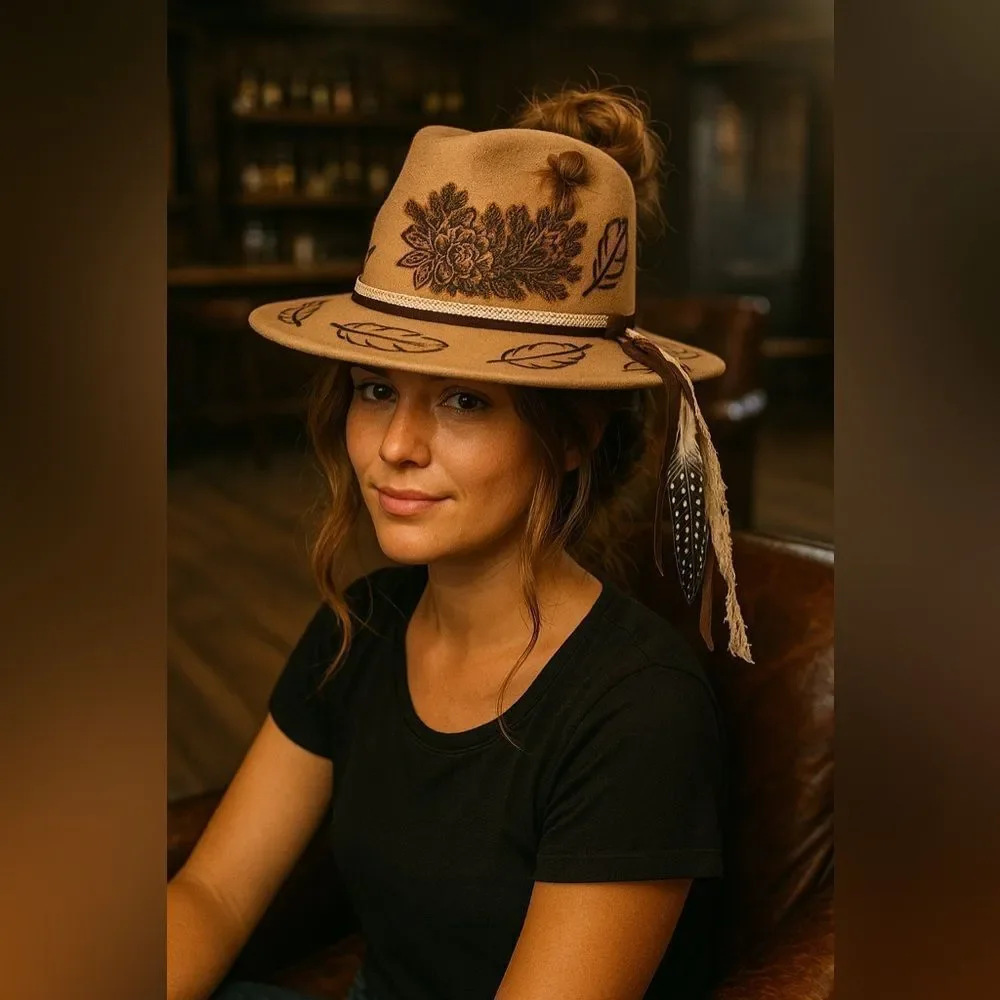 🔥HOMEMADE One-of-a-Kind Handmade Pyrography Hat – Western Chic Vibes 🔥 - Picture 11 of 11